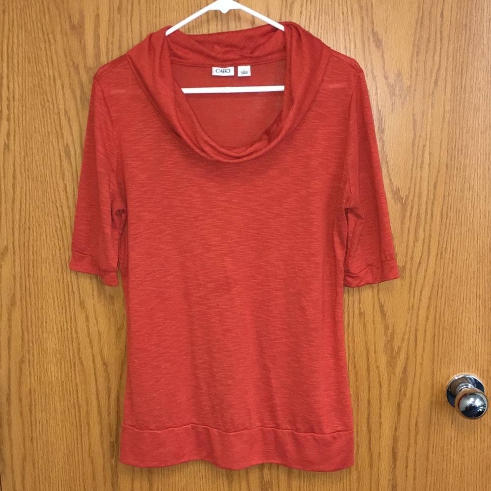 Cato cowl neck top 3/4 sleeves in burnt orange